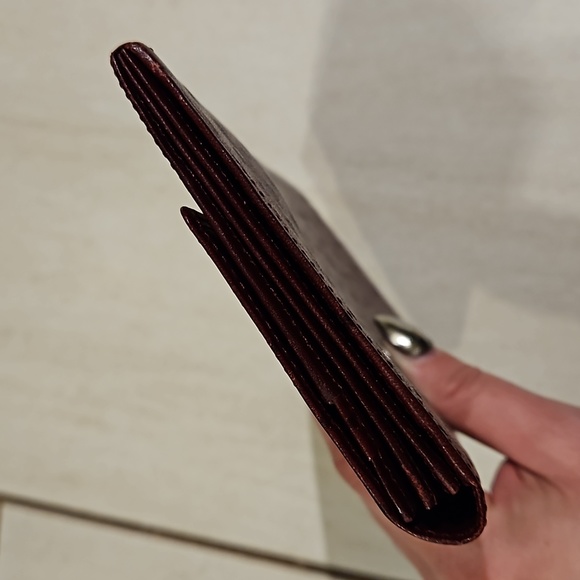 Givenchy Ostrich Leather Burgundy Large Bifold Wallet Gold Logo - Picture 4 of 15